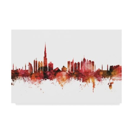 Michael Tompsett 'Dubai Skyline Red' Canvas Art,16x24